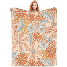 Plaid en flanelle à motif floral bohème rétro 50 x 40 pouces
