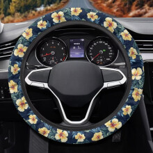 Hibiscus Steering Wheel Cover 15 Inch Fluffy Flower with