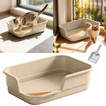 Cat Litter Tray Semi-Enclosed Extra Large Durable