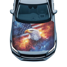 Housse de capot de voiture avec drapeau américain et aigle à tête blanche, en polyester extensible