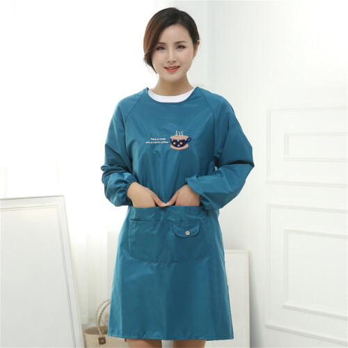 Cloth Apron with Pockets Long Sleeves Reversible One Size