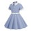 Mädchen Herbstkleid, einfarbig, langärmelig, tailliert, blau, Größe S 1