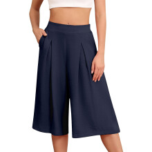 Pantalon de yoga Capri bleu marine Ă jambes larges pour femme, taille XL haute