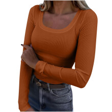 Women's Long Sleeve Scoop Neck Ribbed Knit Top 1