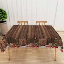 Mizhona Rustikale Weihnachtstischdecke aus Holz, rechteckig, 60 Zoll x