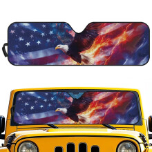 Eagle American Flag Windshield Sun Shade UV Heat Protection