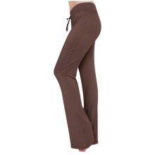 Damen-Yogahose mit Kordelzug, weites Bein, Kaffeebraun, XL