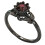 Floral Ring Black Red Rhinestones Size 11 1