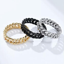 Cuban Link Spinner Ring Stainless Steel Unisex Gold Tone