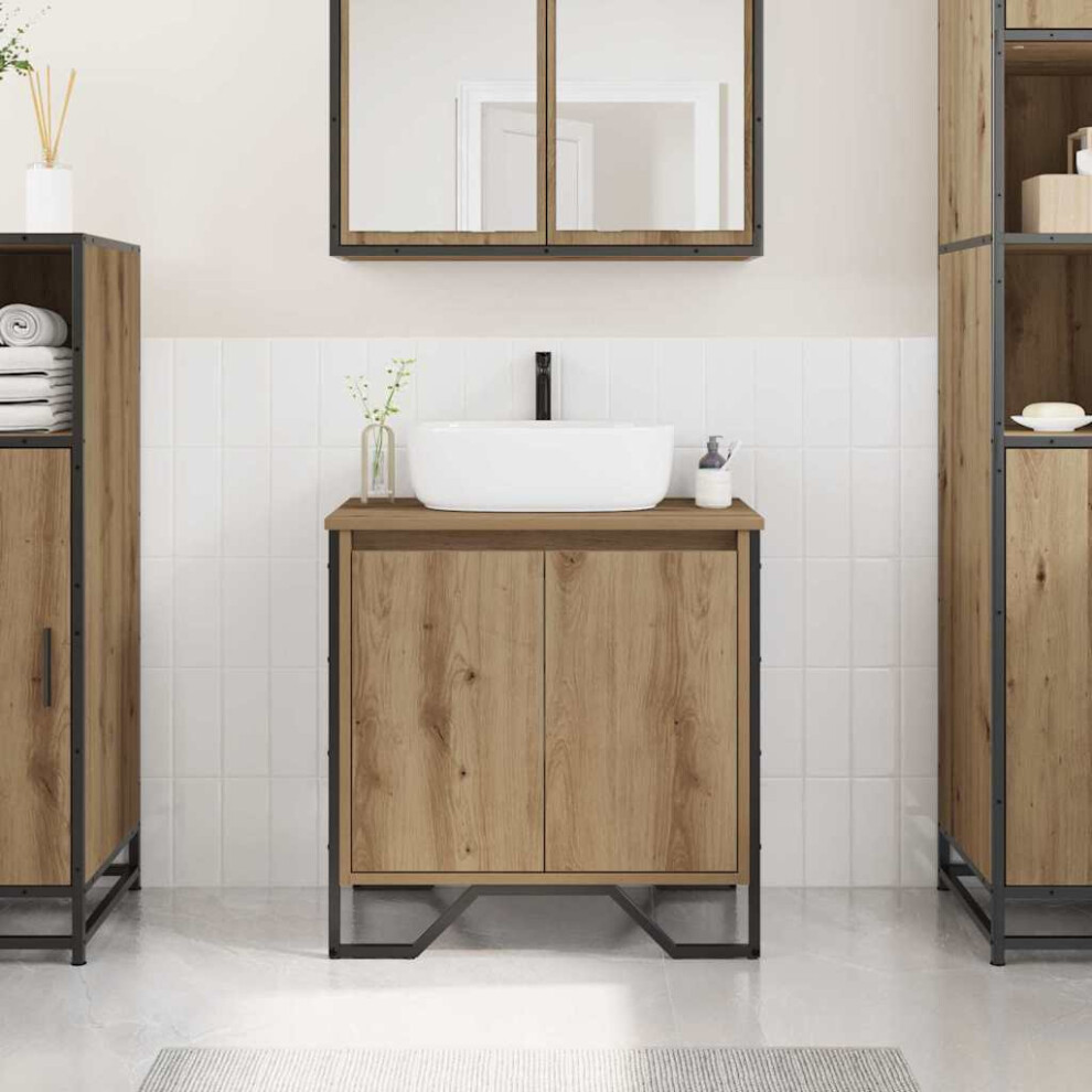 Vidaxl Bathroom Sink Cabinet With Storage Artisan Oak 60 X 35 X 60 Cm