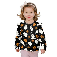 Toddler Girl Pumpkin Ghost Sweatshirt Long Sleeve Ruffle