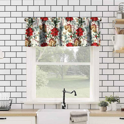 Red Christmas Snowflake Kitchen Valance 54x18 Inch 1 Panel 2