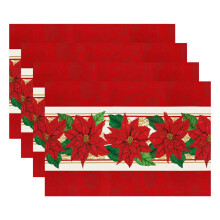 Christmas Placemats Set of 4 Red 12x18 in Washable