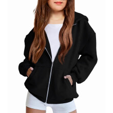Women's Hooded Sweatshirt Full Zip Casual Loose Fit