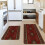 Red Western Kitchen Rugs Set of 2 Farmhouse Boho Rustic 4