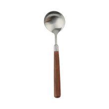 Stainless Steel Flatware Set with Wooden Handles 24-Piece