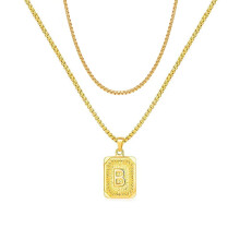 A-Z Letter Pendant Necklace Yellow Gold Plated Stainless