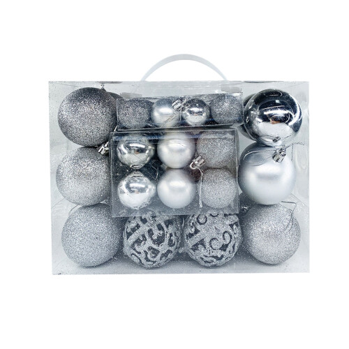 Shatterproof Christmas Balls Ornaments Set Silver 50 pcs