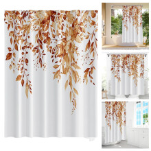 Fall Leaves Kitchen Curtains Orange Vintage Tier Set