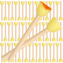Round Foam Sponge Brushes with Wooden Handle 100 Pcs