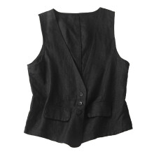 Gilet cardigan élégant sans manches à col en V pour femme, noir, taille XL