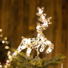 Hollow Reindeer Christmas Tree Topper 14 inch LED Battery