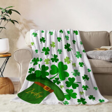St. Patrick's Day Throw Blanket Green Shamrocks Fleece