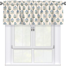 Spring Vintage Blue Floral Kitchen Valance Botanical
