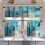 Turquoise blackout kitchen curtains tiers and valances set 1