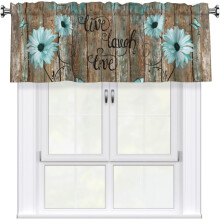 Daisy Flower Window Valance Vintage Teal 54x18 Inch