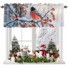 Bird and Red Berry Curtain Valance 54x18in Rod Pocket