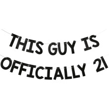 21. Geburtstagsbanner, schwarz glitzernd, 1 Stück