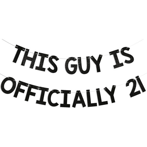 21. Geburtstagsbanner, schwarz glitzernd, 1 Stück