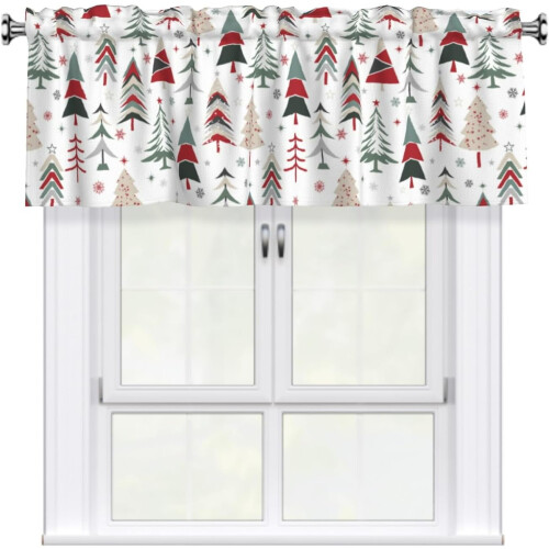 Christmas Tree Window Valance 54x18 Inch Rod Pocket