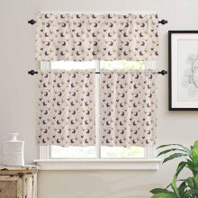 Farm Rooster Kitchen Curtains Set Pink Floral Rustic Tier