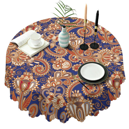 Rund Boho Paisley-duk 60x60 tum vattenavvisande