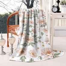 Vintage Floral Throw Blanket Watercolor Pink Rose Peony