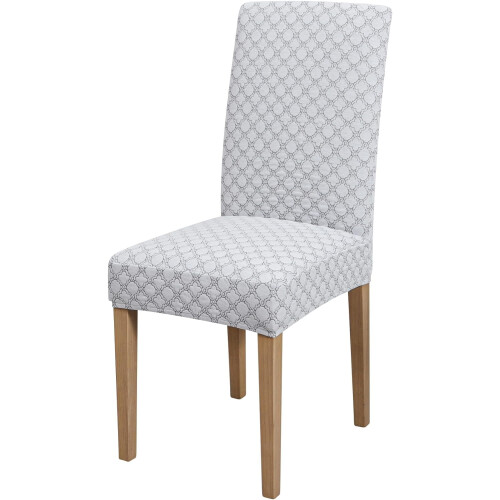 Set di 6 coprisedie elasticizzati jacquard, colore bianco e grigio