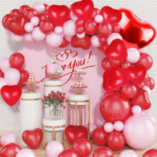 Valentinstag Ballongirlanden-Set Rosa Rot Rose Herz