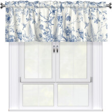 Vintage Blue White Floral Valance 54x18 Rod Pocket