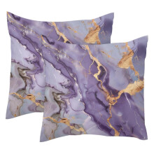 Housses de coussin en marbre lavande, violet et or, lot de 40 x 40 cm