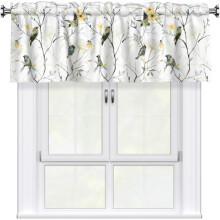 Bird and Floral Curtain Valance 54x18 Rod Pocket