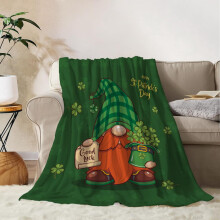 St. Patrick’s Day twin throw blanket green gnome shamrock