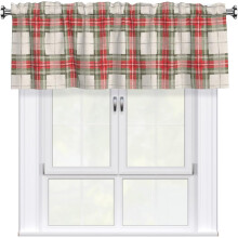 Christmas Checkered Window Valance 54x18 inches Red Green