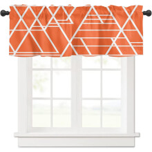Geometric rod pocket valances orange 54x18 in