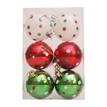 Boules de Noël à pois rouges et verts (lot de 6)