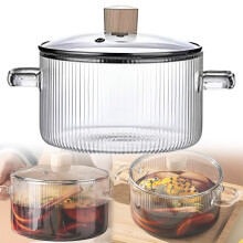Casserole en verre borosilicate 1,5 L résistante à la chaleur avec couvercle