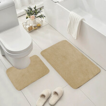 Ensemble de tapis de bain antidérapants et absorbants, 2 pièces, beige