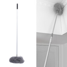Ventilateur de plafond avec plumeau gris extra long 55,1 pouces, rotation à 360