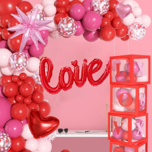 Kit d'arche de ballons pour la Saint-Valentin Rose Rouge XOXO LOVE Étoiles